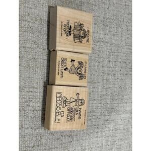 Lot of 3 Vintage Stampin’ Up! 1995 Wood-Mounted Rubber Stamps